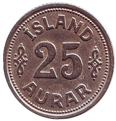 Монета 25 аураров. 1940 год, Исландия.