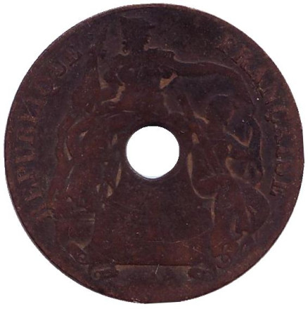 Монета 1 цент. 1914 год (A), Французский Индокитай.