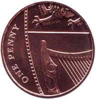 Монета 1 пенни. 2015 год, Великобритания. 