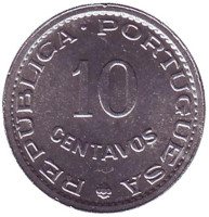Монета 10 сентаво. 1971 год, Сан-Томе и Принсипи.