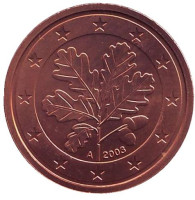 Монета 2 цента. 2003 год (А), Германия.