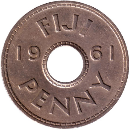 Монета 1 пенни. 1961 год, Фиджи.