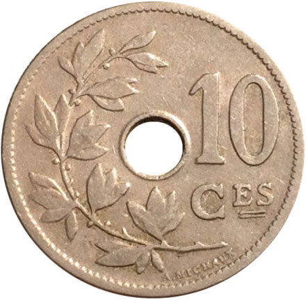 Монета 10 сантимов. 1905 год, Бельгия. (Belgie)