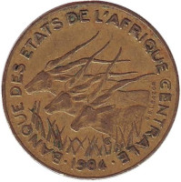 Африканские антилопы. (Западные канны). Монета 10 франков. 1984 год, Центральные Африканские Штаты.