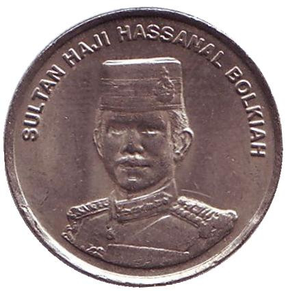 Монета 10 сенов. 2005 год, Бруней. Из обращения. Султан Хассанал Болкиах.
