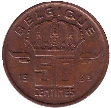 Монета 50 сантимов. 1983 год, Бельгия. (Belgique)