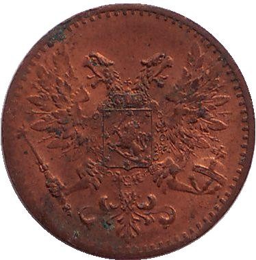 Монета 1 пенни. 1917 год, Финляндия в составе Российской Империи. Монета 1 пенни. 1917 год, Финляндия в составе Российской Империи.