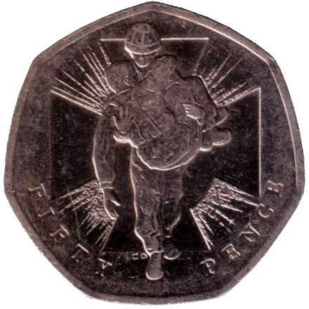 Монета 50 пенсов. 2006 год, Великобритания. Героический акт.