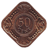 Монета 50 центов. 2000 год, Нидерландские Антильские острова. BU. Монета 50 центов. 2000 год, Нидерландские Антильские острова. BU.