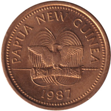 Монета 1 тоя. 1987 год, Папуа-Новая Гвинея. Бабочка.
