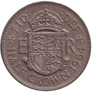 Монета 1/2 кроны. 1964 год, Великобритания. Монета 1/2 кроны. 1964 год, Великобритания.