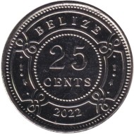 Монета 25 центов. 2022 год, Белиз. Монета 25 центов. 2022 год, Белиз.