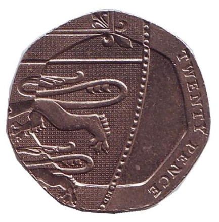 Монета 20 пенсов. 2008 год, Великобритания. (Новый тип).