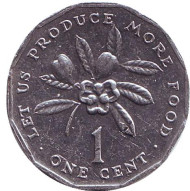 Монета 1 цент, 1986 год, Ямайка. Аки. (Блигия вкусная). Монета 1 цент, 1986 год, Ямайка. Аки. (Блигия вкусная).