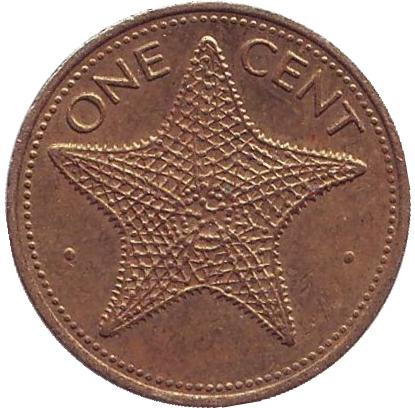 Монета 1 цент. 1982 год, Багамские острова. Без отметки монетного двора. Морская звезда.