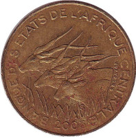 Африканские антилопы. (Западные канны). Монета 10 франков. 2003 год, Центральные Африканские Штаты.