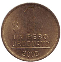 Монета 1 песо. 2005 год, Уругвай.