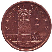 Башня Альберта. Монета 2 пенса. 2005 год (AA), Остров Мэн.
