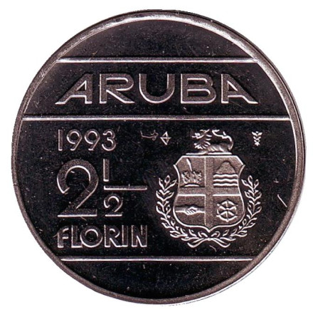 Монета 2,5 флорина. 1993 год, Аруба. UNC.
