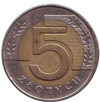 Монета 5 злотых. 2008 год, Польша.