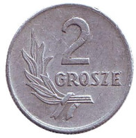 Монета 2 гроша. 1949 год, Польша. Без знака монетного двора.