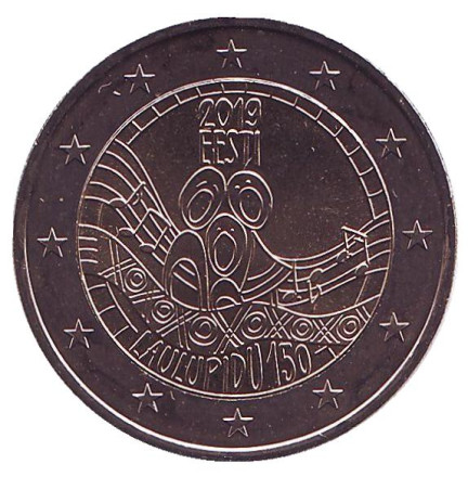 Монета 2 евро. 2019 год, Эстония. 150 лет первому Эстонскому празднику песни.