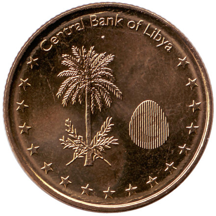 Монета 1/4 динара. 2014 год, Ливия. Пальма.