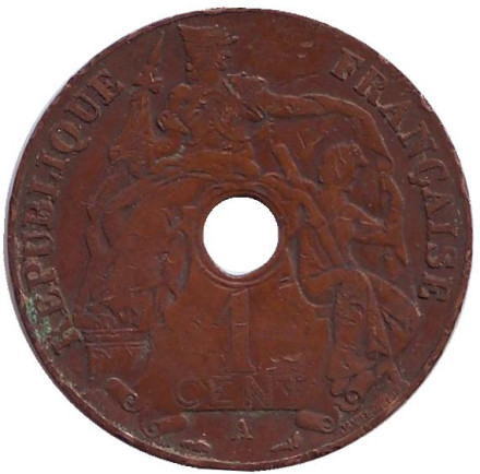 Монета 1 цент. 1930 год (A), Французский Индокитай.