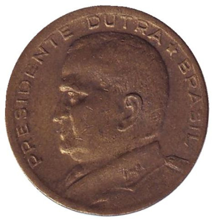 Монета 50 сентаво. 1956 год, Бразилия. Эурику Гаспар Дутра.