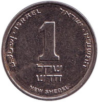 Монета 1 новый шекель. 2011 год, Израиль. (без подсвечника)