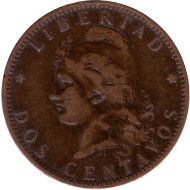 Монета 2 сентаво. 1885 год, Аргентина. Монета 2 сентаво. 1885 год, Аргентина.