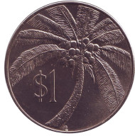 Монета 1 тала. 1974 год, Самоа. Кокосовая пальма. Монета 1 тала. 1974 год, Самоа. Кокосовая пальма.