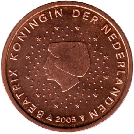 Монета 2 цента. 2005 год, Нидерланды.