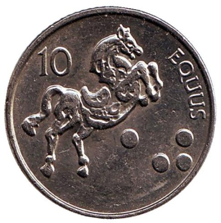 Монета 10 толаров. 2000 год, Словения. Лошадь.