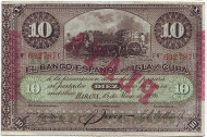 Бона 10 песо. 1896 год, Куба. Бона 10 песо. 1896 год, Куба.
