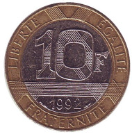 Монета 10 франков. 1992 год, Франция. Монета 10 франков. 1992 год, Франция.
