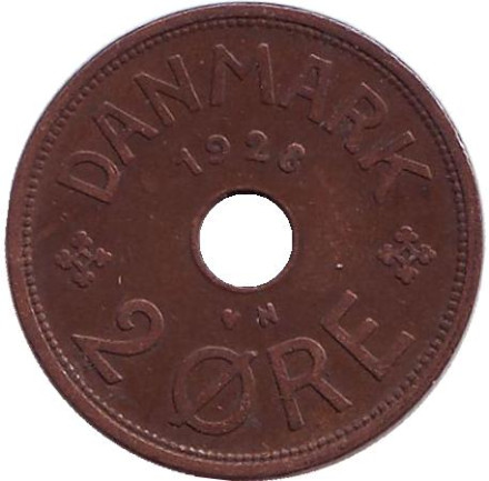 Монета 2 эре. 1928 год (N), Дания.