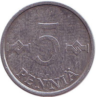 Монета 5 пенни. 1988 год, Финляндия.