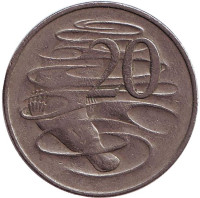 Утконос. Монета 20 центов. 1966 год, Австралия.