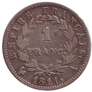Монета 1 франк. 1811 год (A), Франция. Наполеон I. Монета 1 франк. 1811 год (A), Франция. Наполеон I.