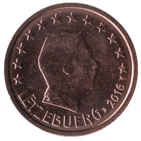 Монета 2 цента. 2016 год, Люксембург. 