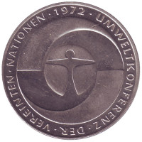 10-летие Конференции ООН по проблемам окружающей среды. Монета 5 марок. 1982 год, ФРГ.