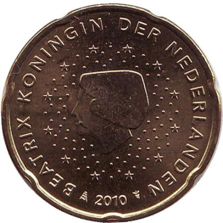 Монета 20 евроцентов. 2010 год, Нидерланды.