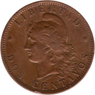 Монета 2 сентаво. 1893 год, Аргентина. Монета 2 сентаво. 1893 год, Аргентина.