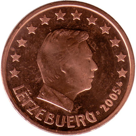 Монета 2 цента. 2005 год, Люксембург.