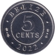 Монета 5 центов. 2022 год, Белиз. Монета 5 центов. 2022 год, Белиз.