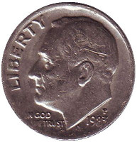 Рузвельт. Монета 10 центов. 1979 (P) год, США.