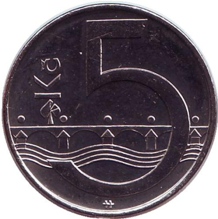 Монета 5 крон. 2016 год, Чехия. UNC.
