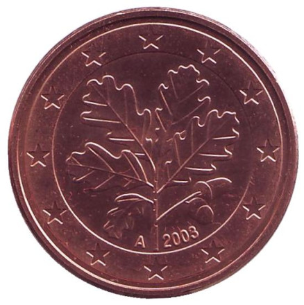 Монета 5 центов. 2003 год (A), Германия.