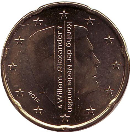 Монета 20 евроцентов. 2014 год, Нидерланды.